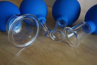 Les 4 PCs bleus les tasses réglées mettantes en forme de tasse de thérapie de vide qu'en verre mettent le feu au massage traditionnel chinois mettant en forme de tasse de kits réduisent les lignes fines