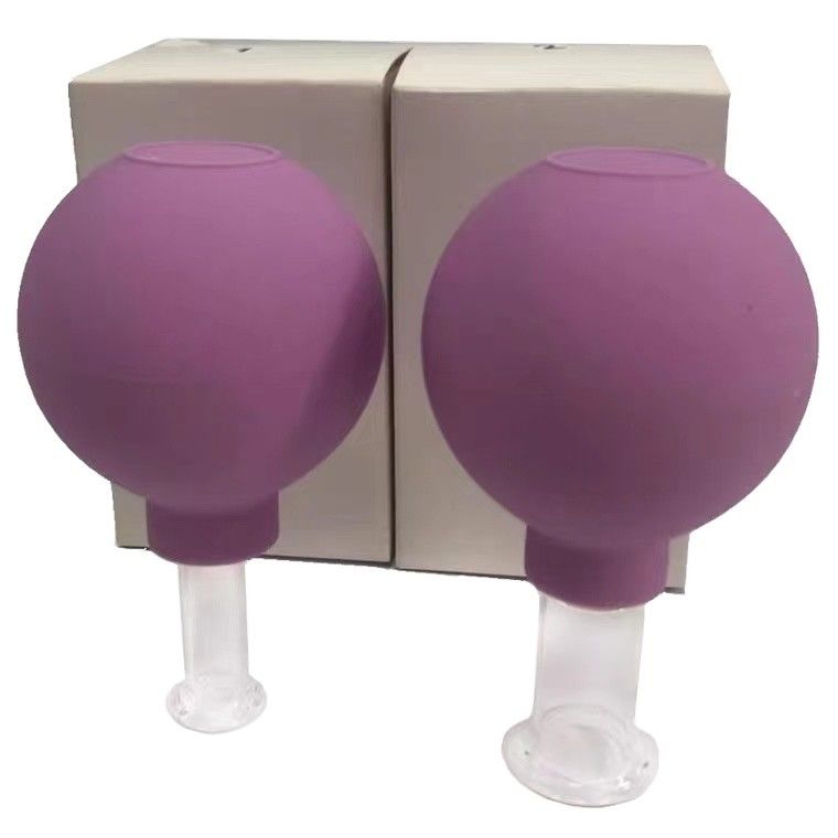 Tasses réglées mettantes en forme de tasse faciales en verre 2 PCS de massage d'aspiration de vide de silicone