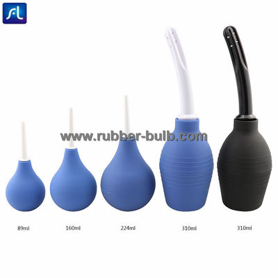 Douche anale propre noire du kit 7.6oz d'ampoule de lavement de silicone pour des femmes des hommes avec le bec Hose+4 remplaçable de 19.7in (noir)